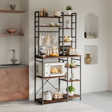 Tall Kitchen Storage Rack Versatile Standing Shelf Units 8 Hooks & Power Outlets
