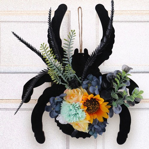 Black spider wreath for front - black,