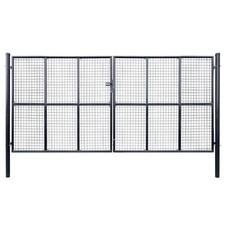 Mesh Garden Gate Galvanised Steel Grey Outdoor Fence Door Multi Sizes vidaXL