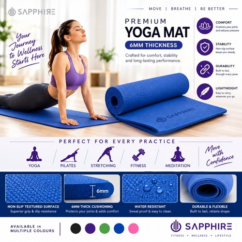 Yoga mat 6mm - 6mm, thick