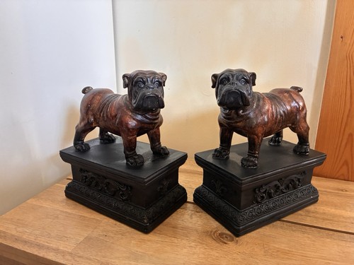 Bulldog bookends figurines - figurines, set
