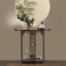 32" Console Table with Bottom Shelf Oriental Style Hallway Living Room Furniture