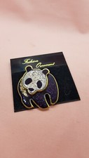 Panda Pin Badge Fashion Ornament Brooch Metal Enamel glitter shimmer vintage