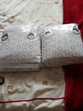 2 x new Next Oriental Mini Geo Printed eyelet curtains Blackout Thermal 89x90