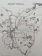 Kirkby Kendal antique area map Westmorland Cumbria 1835