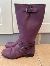 HOTTER Purple Nubuck Suede Knee High Zip Up BELLE Boots Sz 6.5 Eu 40 Exc Cond