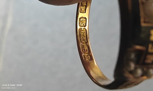 15ct gold mourning ring - 15ct,