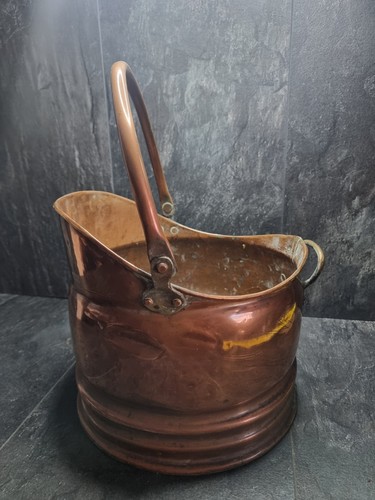 Antique copper helmet - copper, coal