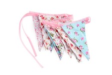 Vintage floral fabric bunting - floral,