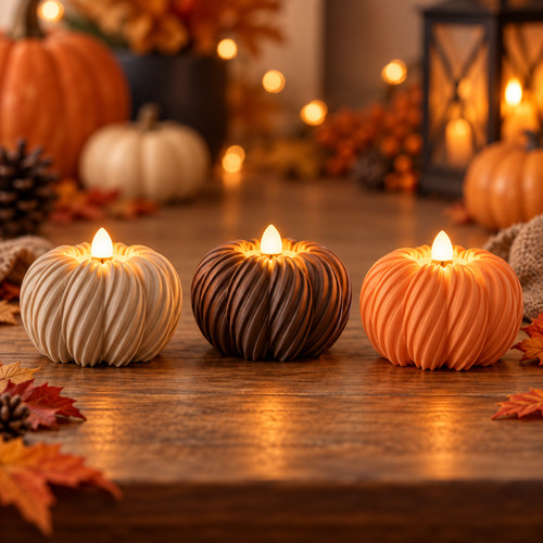 Ribbed pumpkin tea light - pumpkin,