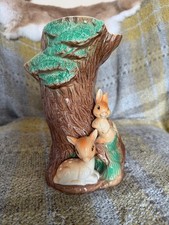 Vintage 1960's Hornsea Pottery Royal Fauna Buddies Vase 86 Deer Rabbit Tree Vase