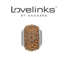 Genuine LOVELINKS 925 sterling silver brown SMOKED TOPAZ crystal ball charm bead
