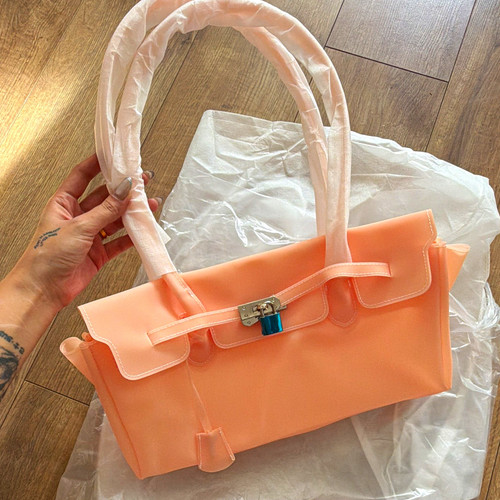 Peach pvc jelly satchel top - pvc,