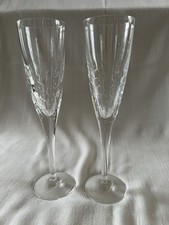 PAIR Late 1990’s Crystal CHAMPAGNE FLUTE Glasses - NEVER USED - QUALITY/HEAVY