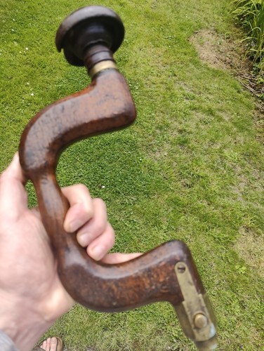 Antique wooden bit brace - bit,
