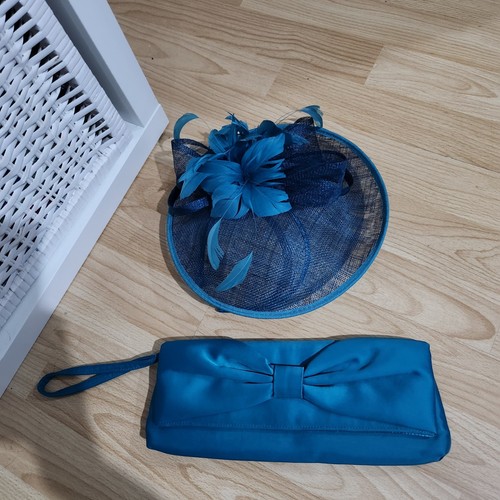 Turquoise fascinator and bag - fascinator,