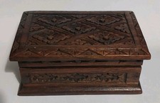 Beautifully Carved Small Wooden Storage Box 
