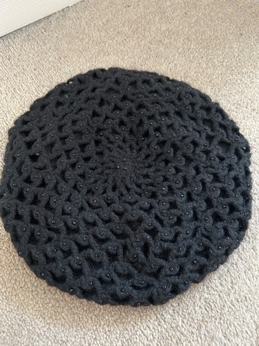 Monsoon black beaded beret hat - beret,