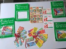 VINTAGE WOOLWORTH'S AUTHENTIC 4 PACKS CHRISTMAS LABELS,TAGS & SEALS - 55 MIXED 