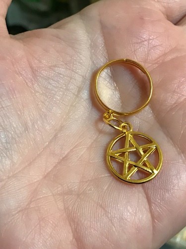 Pentagram gold charm - charm, ring