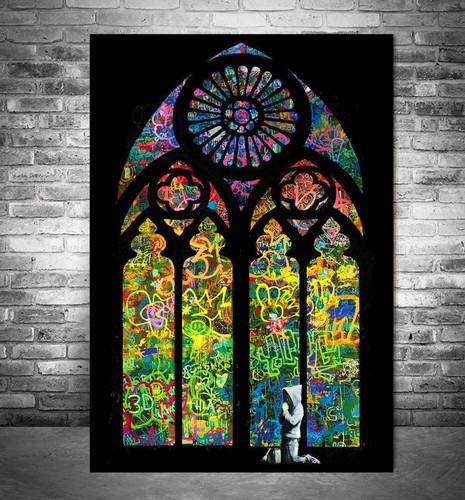 Banksy stained glass - banksy,