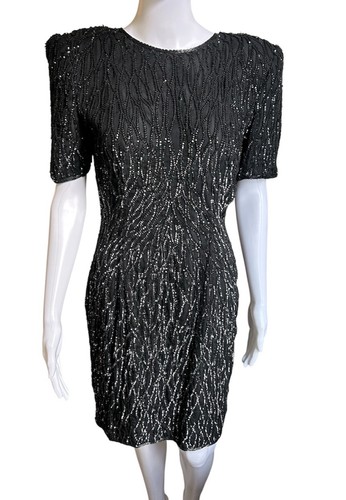 Vintage 80s 100 silk beaded - 80s, 100%