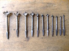 9 VINTAGE MARPLES CENTRE POINT WOOD DRILL BITS + 2 OTHERS USE WITH HAND BRACE