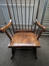Antique Oak Rocking Chair Vintage Victorian Wide Good Condition Collection Only