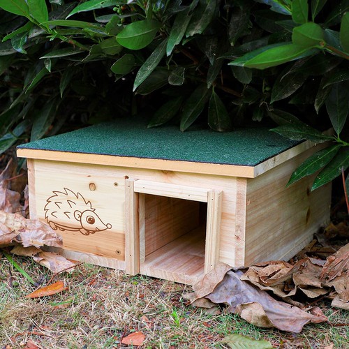 Raised wooden hedgehog house - raised,