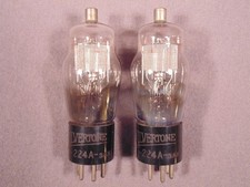 2 24A SILVERTONE Antique Radio Amp Vacuum Tubes Codes 3AX Strong & Balanced