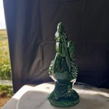 Dartmouth Pottery Devon. Dark green ceramic cockerel 22 cm high