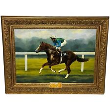 Oil Painting The Minstrel Chestnut Colt Epsom Derby 1977 Jockey Lester Piggott