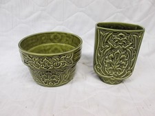 Vintage Beswick Green Vase 2259 & Green Plant Pot 2266.
