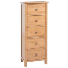 Solid Oak Wood Tall Chest of