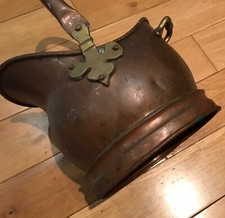 Vintage Brass Coal/Log Scuttle - Small Shed
