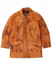 VINTAGE Mens Leather Jacket UK 36 Small Brown Tie Dye Leather CH15