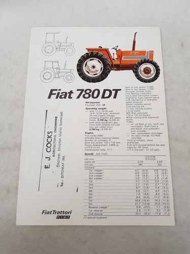 Fiat 780dt tractor sales - 780dt,
