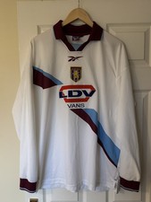 Vintage Reebok Aston Villa Away Football Shirt 1999/00 - Long Sleeves - XXL Mint