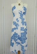 Joseph Designer Blue Floral Cotton Halterneck Dress Size Medium UK 8