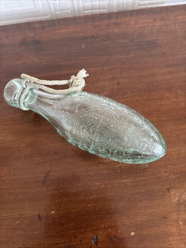 Antique green glass bottle - green,