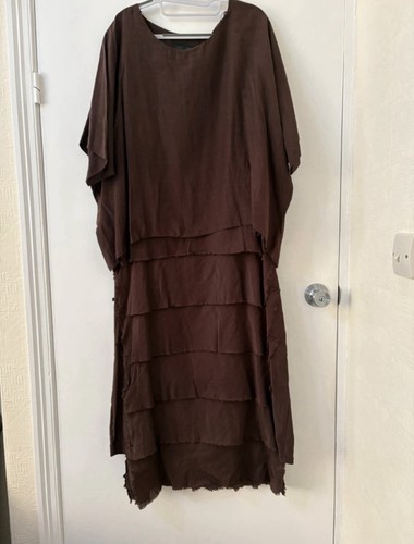 Zara brown linen - midi, shift