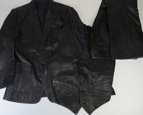 Vtg mens black faux leather - vtg, faux?