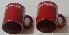 NESCAFE VINTAGE RETRO RED COFFEE TEA SOUP CERAMIC MUG 2x 285ml 8x9cm Kiln Craft