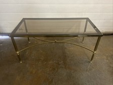 Classic MID-CENTURY GLASS AND BRASS COFFEE TABLE – Vintage, Rustic & Sturdy