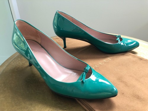 Used gucci green teal patent - teal,