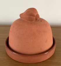Terra Cotta Garlic Onion Roaster Glazed Base Cooker Or Keeper Lovely Item
