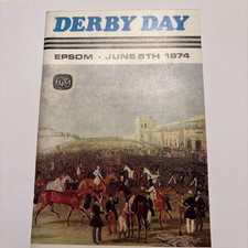 EPSOM DERBY DAY RACECARD FOR 1974 Winner SNOW KNIGHT and jockey BRIAN TAYLOR
