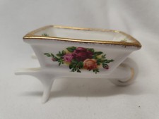 Royal Albert Old Country Roses Bone China England Minature Wheelbarrow Figurine 