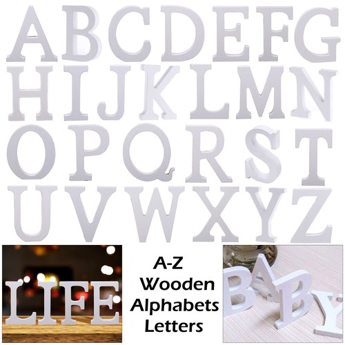 Wooden alphabet standing - wooden, white