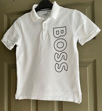 Hugo Boss Boys white short sleeve polo shirt age 10 small fit worn once